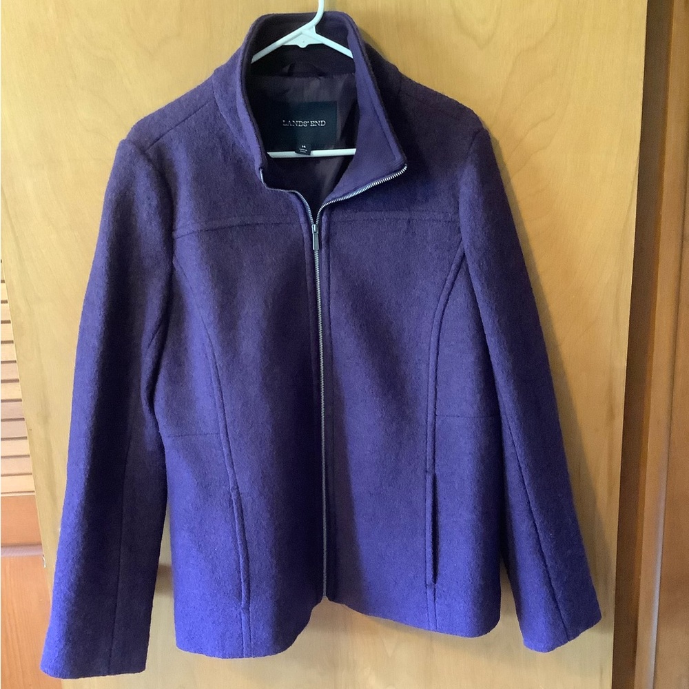 Plum colored wool Land’sEnd coat size 14